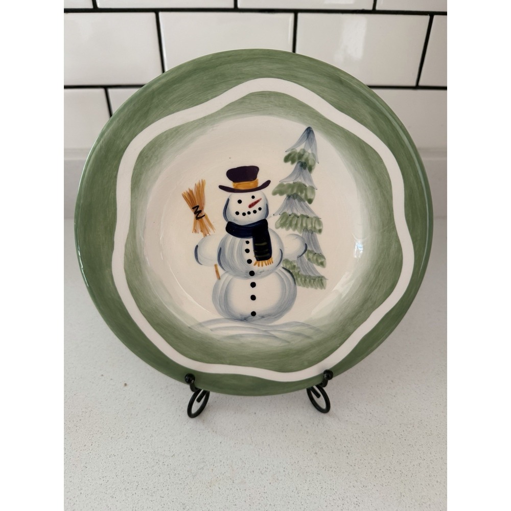 Tabletops Unlimited España Hand Painted Salad Dessert Plate Holiday Snowman